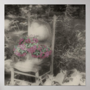 Flower Garden Chair Partial Colour Poster