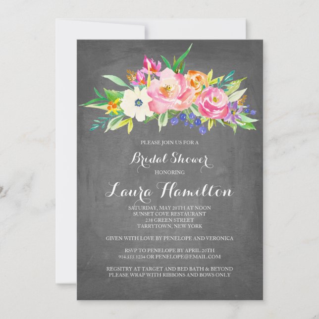 Flower Garden Chalk | Bridal Shower Invitation (Front)