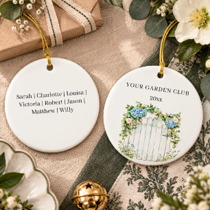 Flower Garden Club Personalised Names Christmas Ceramic Tree Decoration