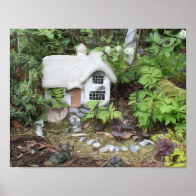 Flower Garden Cottage Gouache Painting Poster (Front)