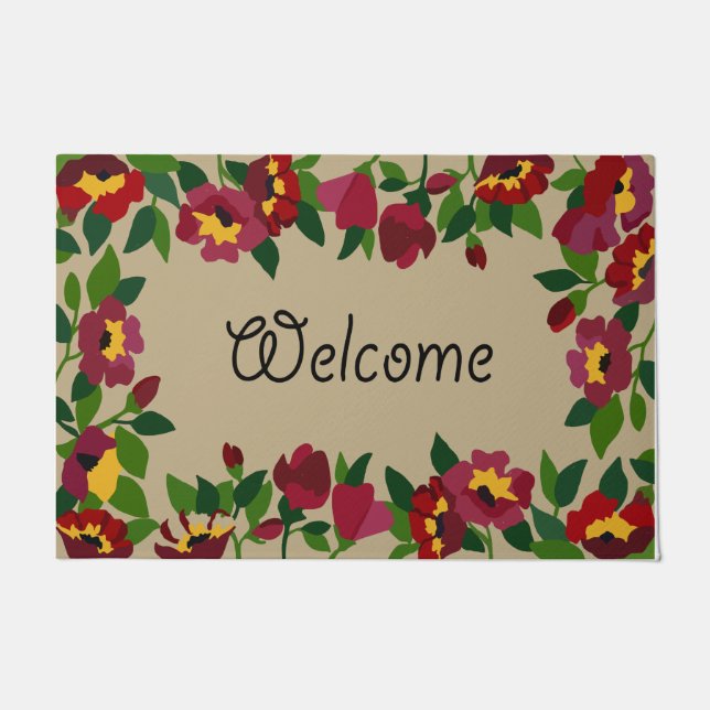 Flower Garden Doormat, Housewarming Gift, Front Doormat (Front)