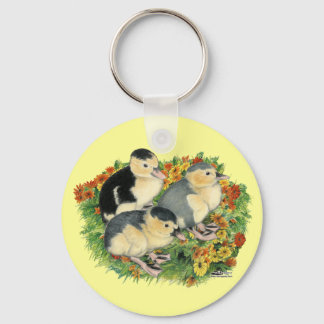 Flower Garden Ducklings Key Ring