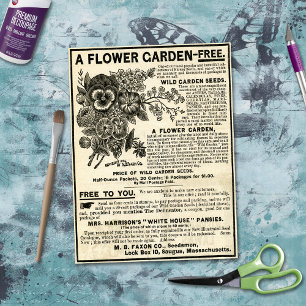 Flower Garden Ephemera Decoupage Craft Tissue Paper