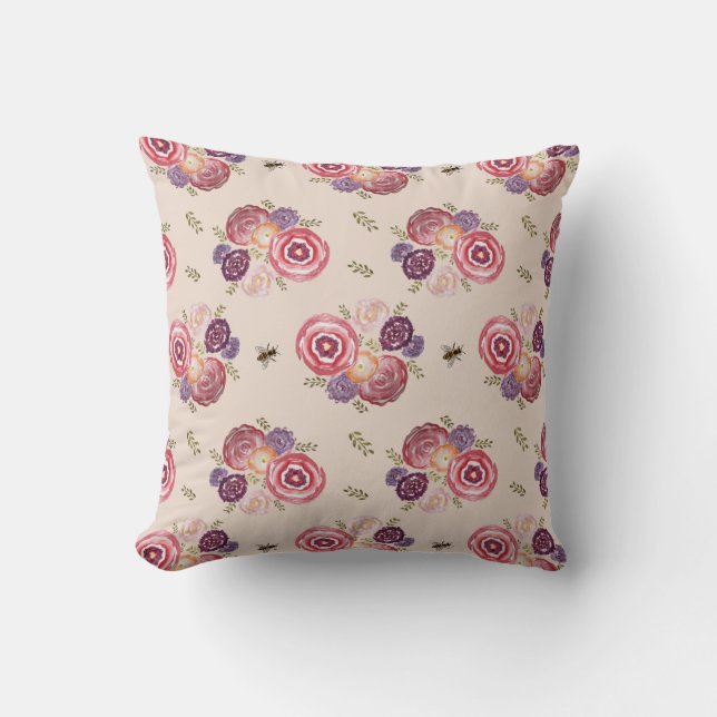 Flower Garden Fairy Pattern Throw Pillow (Front)