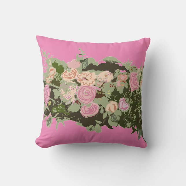 Flower Garden Fairy Pattern Throw Pillow (Front)