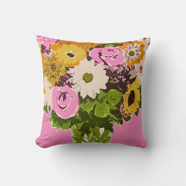 Flower Garden Fairy Pattern Throw Pillow (Front)