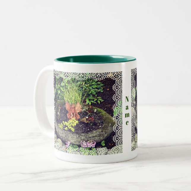 Flower Garden Fairy Personalised Two-Tone Coffee Mug (Front Left)