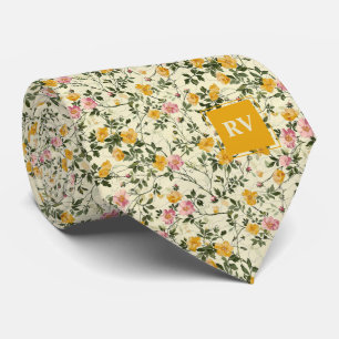 Flower Garden Floral Monogrammed Necktie