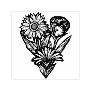 Flower Garden Florists Rose Sunflower and Tulips  Self-inking Stamp