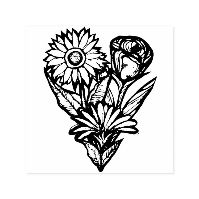 Flower Garden Florists Rose Sunflower and Tulips  Self-inking Stamp (Design)