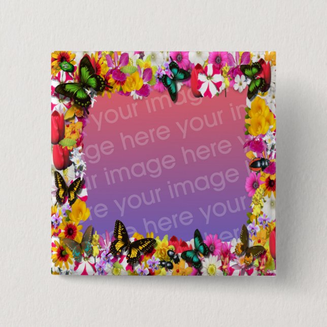 Flower Garden Frame 15 Cm Square Badge (Front)