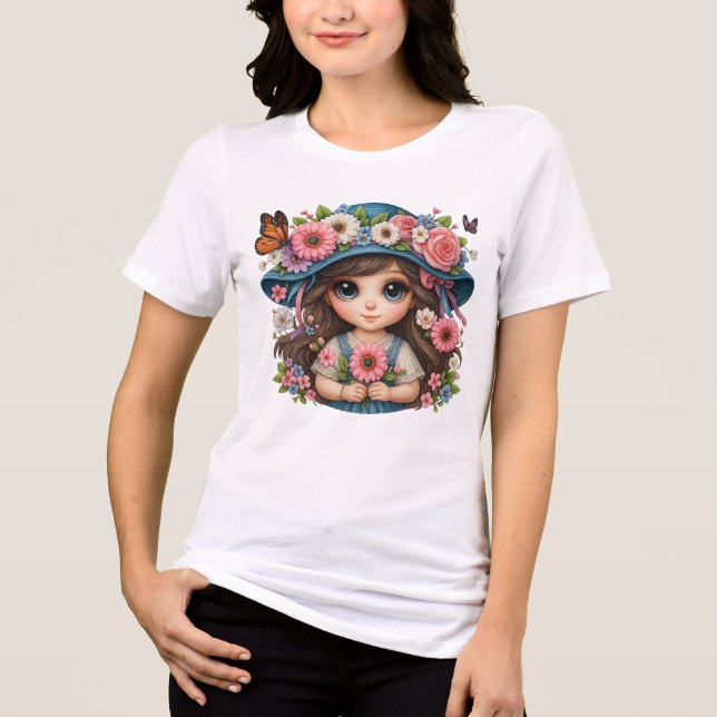 Flower Garden Girl Tri-Blend Shirt (Front)