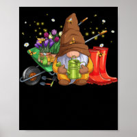 Flower Garden Gnome with Bees and Flowers Gardener