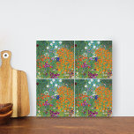 Flower Garden Gustav Klimt Fine Art Tile<br><div class="desc">A ceramic tile with the fine art oil painting by Gustav Klimt (1862-1918),  Flower Garden (c. 1906) or Bauerngarten. A colourful depiction of petunias,  asters,  and other flowers in the garden.</div>