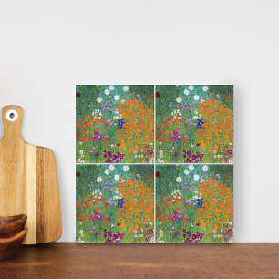 Flower Garden Gustav Klimt Fine Art Tile