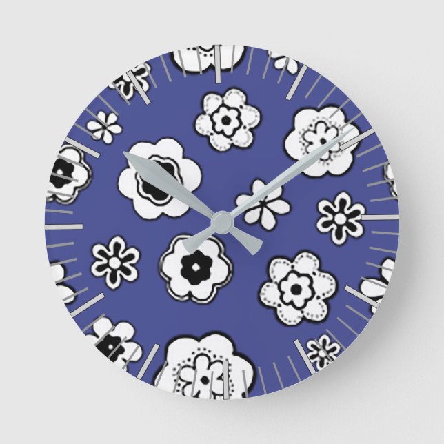 Flower Garden in Blue Bayou Round Clock (Front)