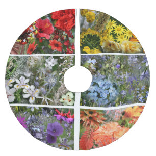 Flower Garden in Rainbow Colours Brushed Polyester Tree Skirt