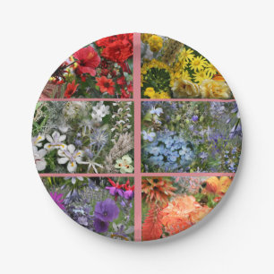 Flower Garden in Rainbow Colours Paper Plate