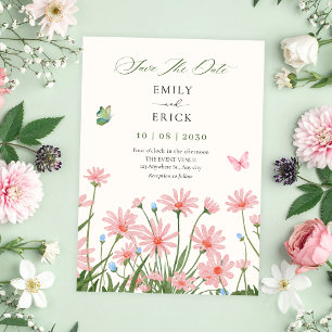Flower garden minimalist wedding save the date