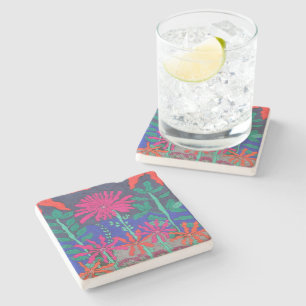 Flower Garden Night Scene Stone Coaster