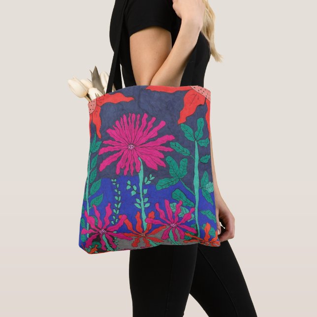 Flower Garden Night Scene Tote Bag (Close Up)