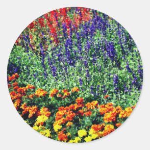 Flower Garden Painting Classic Round Sticker