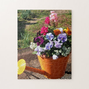 Flower Garden Pansy and Watering Can Photo  Jigsaw Puzzle