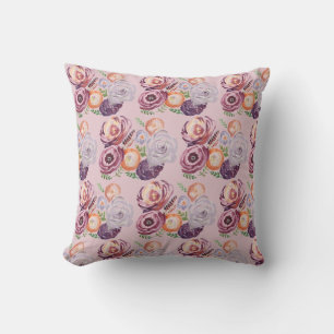 Flower Garden Print Pink Throw Pillow