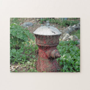 Flower Garden Rusty Fire Hydrant  Jigsaw Puzzle