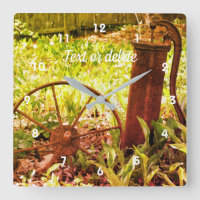 Flower Garden Rusty Wheel And Pump Abstract