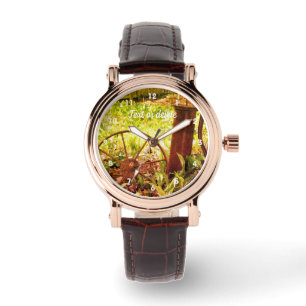 Flower Garden Rusty Wheel And Pump Abstract Watch