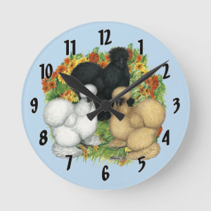 Flower Garden Silkies Round Clock