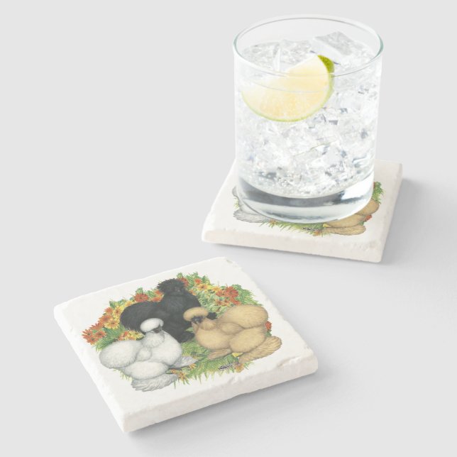 Flower Garden Silkies Stone Coaster (Side)