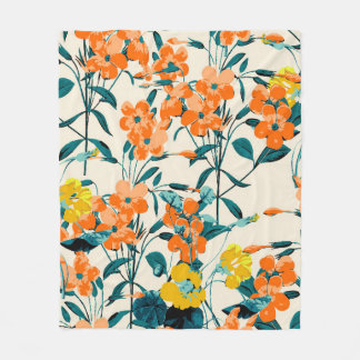 Flower Garden. Small Cute Florals and Branches Swe Fleece Blanket