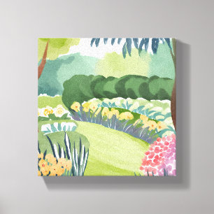 Flower Garden Stroll   Floral Nature Watercolor Canvas Print