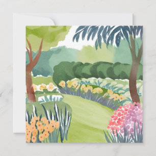 Flower Garden Stroll   Floral Nature Watercolor Card
