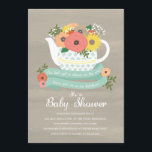 Flower Garden Teapot Baby Shower Invitation<br><div class="desc">Beautifully printed bridal shower invitations with a floral teapot illustration. Check out the Origami Prints store for more Bridal Shower invitations!</div>