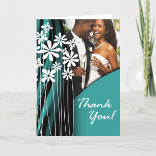 Flower Garden Thank You (dark teal) Card