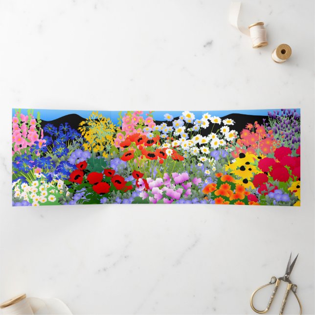 Flower Garden Tri-Fold Blank Card (Inside)