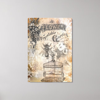 Flower Garden Vintage Design on Canvas Print