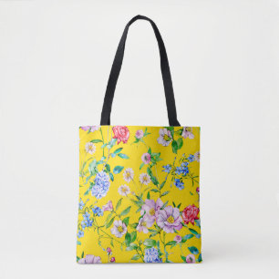 Flower garden watercolor illustration patternpatte tote bag