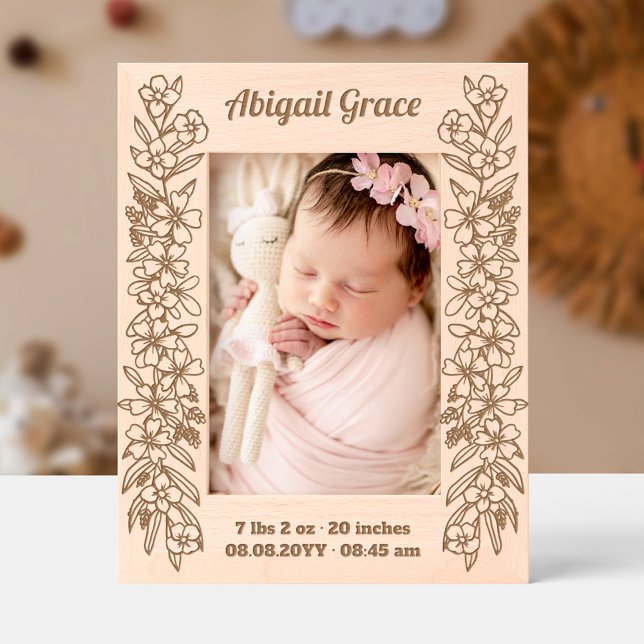 Flower Garlands Baby Girl Name Stats Nursery Decor Etched Frames (Creator Uploaded)