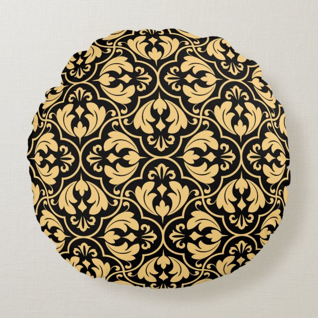 Flower geometric pattern. Seamless vintage backgro Round Cushion (Front)
