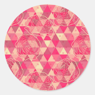 Flower geometrical pattern classic round sticker