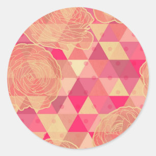 Flower geometrical pattern classic round sticker