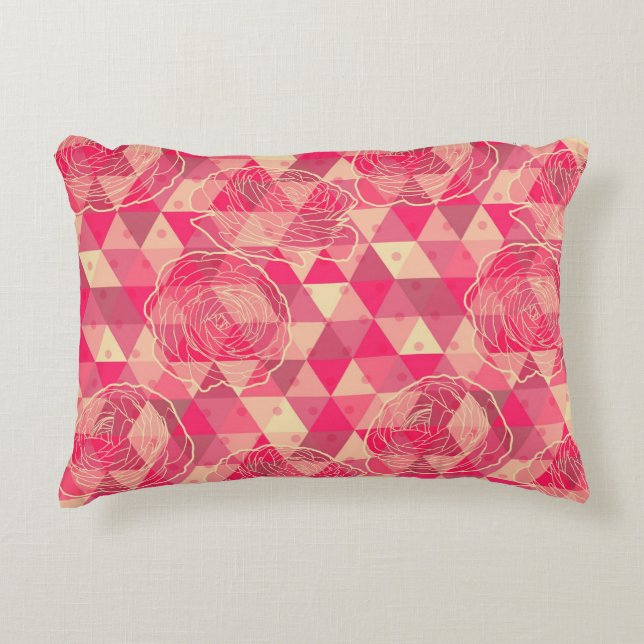 Flower geometrical pattern decorative cushion (Front)