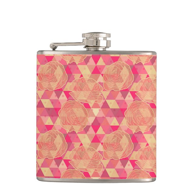 Flower geometrical pattern hip flask (Front)