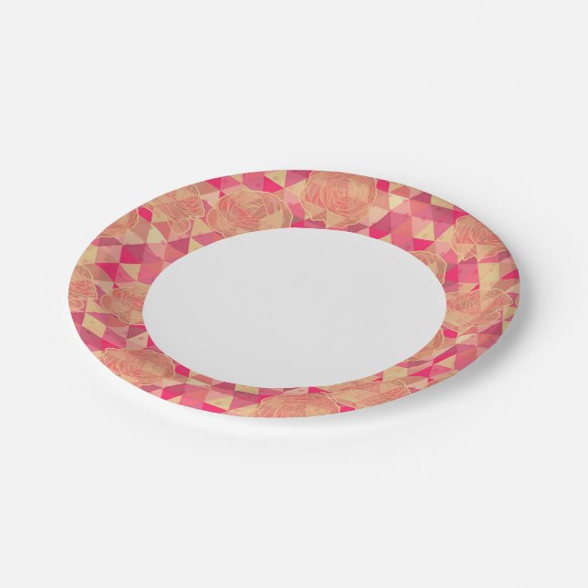 Flower geometrical pattern paper plate (Angled)