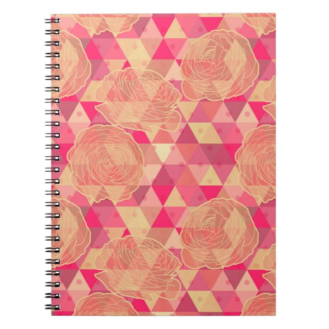 Flower geometrical pattern spiral notebook (Front)
