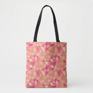 Flower geometrical pattern tote bag